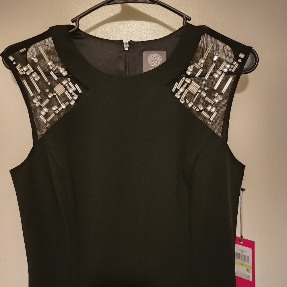 Vince Camuto dress, rhinestones on mesh, NWT